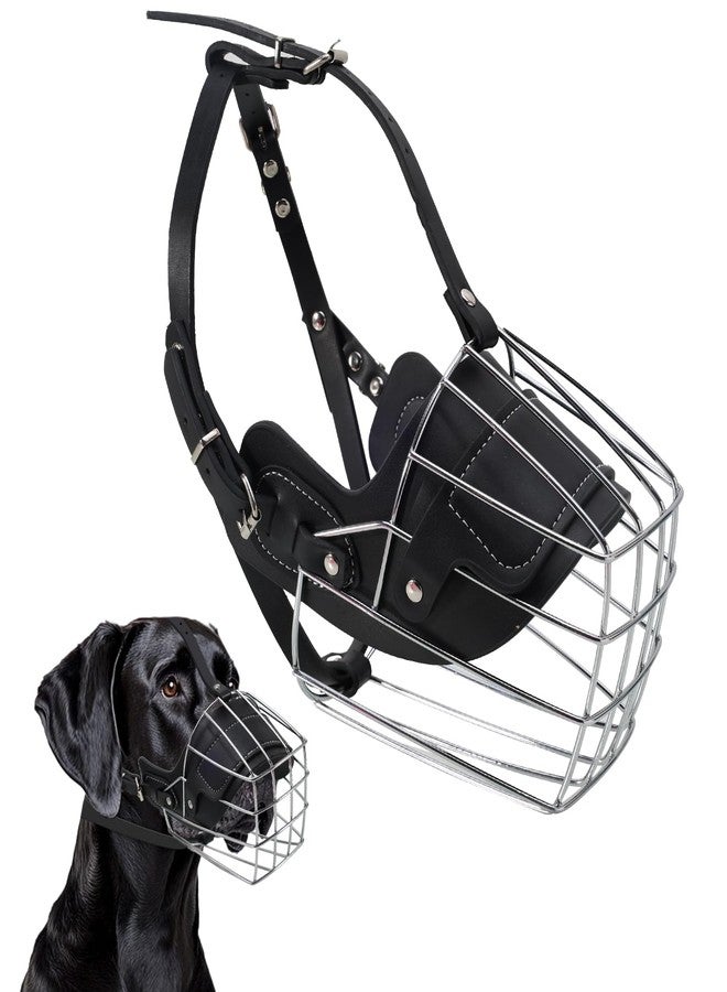 KEUYE Great Dane Muzzle to Prevent Biting,Extra Large Dog Muzzle for Great Dane,Metal Basket Muzzle for Great Dane Breathable and Drinkable - Image 1